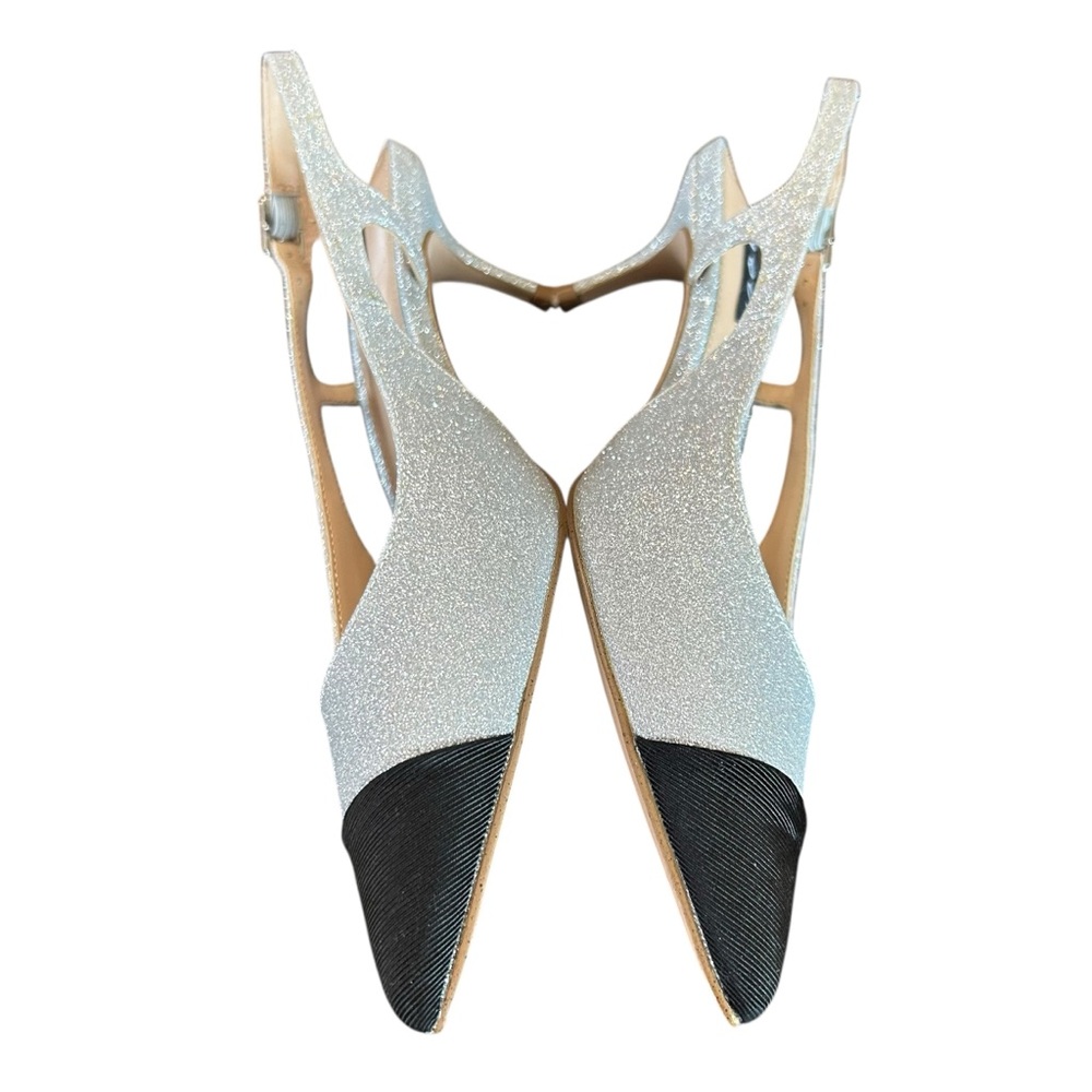 Aqua  Koko Pointed Toe Slingback Pumps Silver Glitter Kitten Heel NEW 8 - Picture 7 of 10